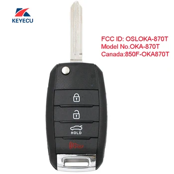 KEYECU Nomaiņa Pārsegs Tālvadības Auto Atslēgu Fob, 3 Pogas+1, lai Kia Forte 2013. - 2016. gadam FCC ID: OSLOKA-870T Modeļa Nr.OKA-870T