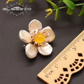 GLSEEVO Dabas Baroka White Pearl Augstas Kvalitātes Ziedu Broša Drēbes Pin Sievietēm Mīļotājiem'Gift Oriģināls Dizains GO0349C