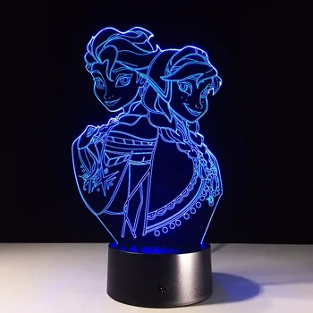 Karstā 3D LED Nakts Gaisma Elsa/Anna Meitene Princese Karikatūra attēls luminaria Galda Galda Lampa, Guļamistaba Dekori Bērniem Ziemassvētku Dāvanu
