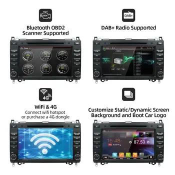2 DIN android 10 Auto DVD atskaņotājs Mercedes Benz Sprinter B200 W209 W169 W169 B-class W245 B170 Vito W639 GPS multivides stereo