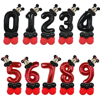 14pcs Disney Mickey Mouse Folija Baloni, Komplekts 32 collu Numuru, Dzimšanas dienas svinības, Baloni, Bērnu Dzimšanas dienu Apdare Baby Duša, gaisa Balons