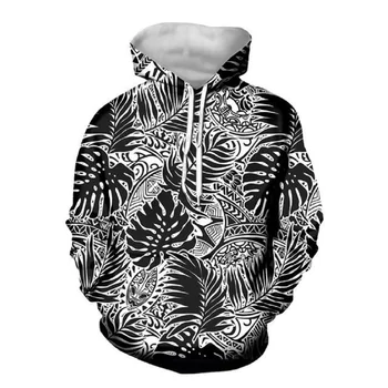 Modes Vīrieši pelēkā vārna Guam Tonga Polinēzijas Tradicionālo Cilšu Dizaina Modelis Garās Ziemas Hoodies, lai Pusaudzis Atpūtas sporta Krekls