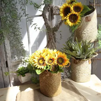 1 pušķis saulespuķu mākslīgo ziedu zīda simulācijas DIY ziedi kāzu mājās partijas apdare