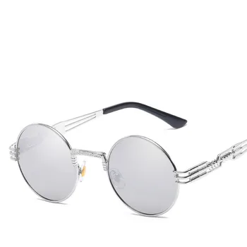 Retro Gothic Steampunk Spogulis Saulesbrilles Vīriešiem Zelta un Melnas Saules Brilles Vintage Apli Apaļas Sievietes UV Gafas De Sol Karstā 2020 Jaunas