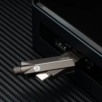 HP X5200M Metāla USB3.1 OTG USB Flash Drive C Tipa Pen Drive 64GB, 128GB 32GB Pendrive viedtālrunis Dual interfeisa zibatmiņas disks