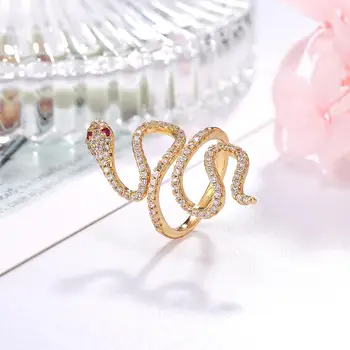 Klasiskās zelta pavé gara čūska ietin pilnībā pirkstu čūska formas modes gredzenu dāmas rotaslietas