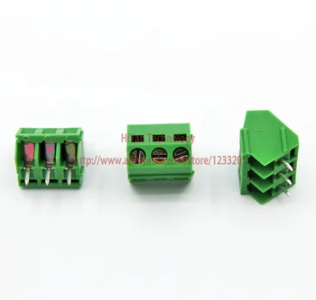 (50gab/lot) PCB Skrūvju Spaiļu Bloka Savienotājs KF103-3P augstums:5.08 MM/0.2 collas Zaļā 5mm KF103 3Pins