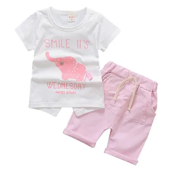 Baby Boy Apģērbs Vasaras Zīmola Zīdaiņu Apģērbs Zilonis Īsām Piedurknēm T-krekli, Topi, Svītrainas Bikses Bērniem Bebes Skriešanas Kostīmi