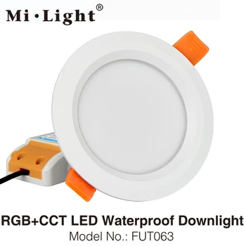 MiLight FUT063 6W RGB+PKT LED Griestu Uzmanības centrā Ūdensizturīgs Reccessed Gaismas AC85-265V WiFi Saderīgu 2.4 G, 4-Zonu Bezvadu Tālvadības