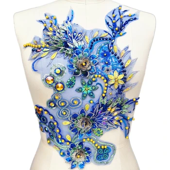 3Pcs 11.8x15inch 3D Fāzēm Izšūti Ziedu Rozā Fuksijas drēbes Mežģīnes Plāksteri Apdares Šūšanas Aplikācijas Par Piešūt Deju tērpi
