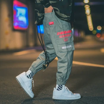 Harēma Joggers Mens Kravas Bikses Multi Kabatas Regulāri Modes Gadījuma Harajuku Streetwear Jūra Vīriešu Treniņbikses B041
