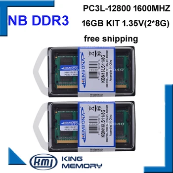 KEMBONA pavisam jaunu noslēgtā sodimm klēpjdatoru ram DDR3L 16GB(komplekts 2gab ddr3 8gb) 1.35 v PC3L 12800S ZEMAS JAUDAS 204pin ram atmiņas