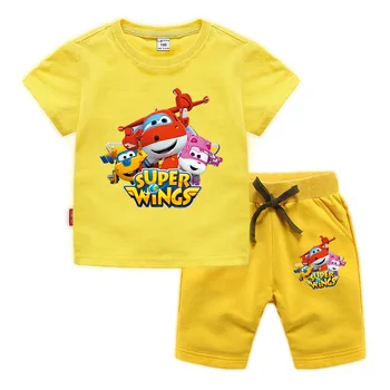 1-10Y 2020. gada vasaras Meiteņu Apģērbu Komplekts Bērniem Super Spārniem Apģērbu Komplekts Toddler Zēniem ar Īsām Piedurknēm t krekls-Bikses 2pcs Set Suits
