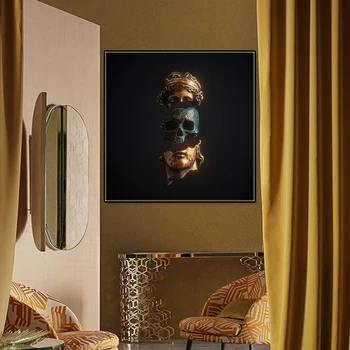 Audekla Apgleznošana sienu mākslas HD Bronzas David Galvas un Galvaskausa Plakāti Ziemeļvalstu Slavenību statuja attēlu Hoom Dekoru Mūsdienu mākslas glezna