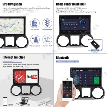 360Cameras IPS Ekrānu Jeep grand wrangler 2011 2012 2013 2016 Android 10 Multivides Atskaņotājs Audio Radio Diktofons