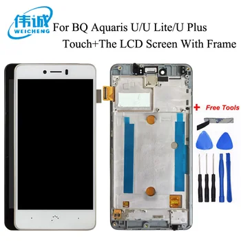 Par BQ Aquaris U / Aquaris U Lite/ Aquaris U Plus LCD Displejs, Touch Sensoru Panelis Ekrāna Digitizer Montāžas Detaļas Ar Rāmi