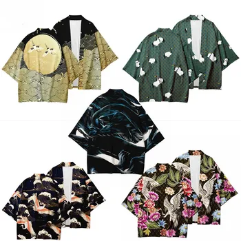 Japāņu Kimono krekls Haori Yukata 3D Drukāšanas Cosplay Sieviešu/Vīriešu Modes Vasaras Ikdienas Īsās Piedurknes Streetwear samurai Kimonos