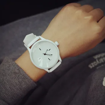 Vienkārši melna balta kvarca pulksteņi sieviešu minimālisma dizaina silikona siksniņa rokas pulkstenis big skalu sieviešu modes radošo skatīties