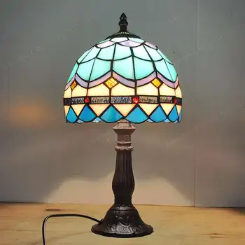 20CM Eiropas stila Vidusjūras mazās lampas Tiffany stikla lampas guļamistabas gultas studiju modes vienkāršu bērnu apgaismojums