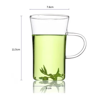 Uniturcky 300ml Piena Ziedu Tējas Krūze Zaļās Tējas Stikla Krūze Skaidrs, Dzeramā Stikla Kausa Roku darbs Pārredzamu Drinkware Iestatiet Kafijas Krūzes