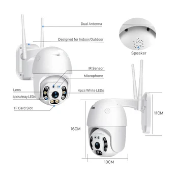 1080P PTZ Wifi IP Kameras H. 265X Ūdensizturīgs Ātrums Dome Āra Bezvadu Kamera divvirzienu Audio Mājas 2MP CCTV Novērošanas Kamera