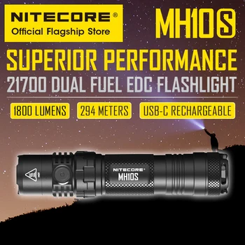 NITECORE MH10S uzmanības rādiusa portatīvo 1800 lūmenu usb-c uzlādējams mazo taisni lukturīti