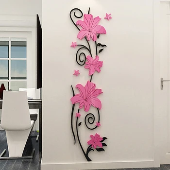 Ziedu vīnogulāju Akrila Kristāla 3D Sienas Uzlīmes, TV Fona DIY art sienas dekors Dzīvojamā Istaba Guļamistaba radošo apdare