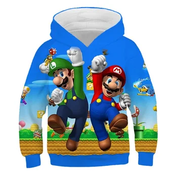 Mario brālis Modes rudens ziemas karikatūra Izdrukāt hoodies Zēni Meitenes mario sporta Krekls Gadījuma modes Hoodies Bērniem, Hoodies