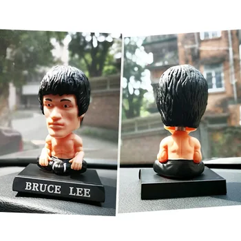 JAUNU 12.5 cm Bruce Lee Attēls Rotaļlietu prātā jucis Wobbler Darbības Rādītāji Lelle Ar Base Auto Dekorēšana