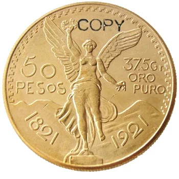 Meksika 1921 Zelta Pārklājumu 50 Peso Zelta Pārklājumu Kopēt Monētas