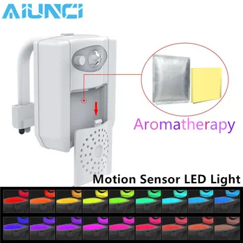 UV Sterilizācija Tualetes Gaismu 16 Krāsas Maiņa PIR Kustības Sensors RGB LED Gaismas Ar Aromaterapijas