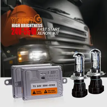 1 Iestatiet 24V 55W AC ātrai Lielu kravas automašīnu HID H4 bi-xenon lukturu Komplekts H4 hi/lo H1 H3 H7 H8 H9 H10 H11/9005/9006/HB3/HB4 spuldzes