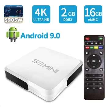 S9 mini Amlogic S905W Android 9.0 TV Kastē 2.4 Ghz WIFI 1080p 3D 4K Media Player 2GB 16GB Google Play Smart Set top box pk X96 Mini
