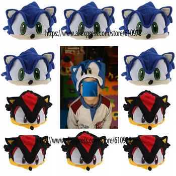 OHMETOY 5gab Sonic Plīša Cosplay Cepures Ēnu Ezis Vilnas Cepurīte Anime Beanie Melna Zila Bērniem, Pusaudžiem, Pieaugušajiem, Vairumtirdzniecība