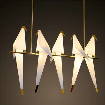 Zelta Putnu Būris kulons Lampas Dzīvojamā istabā, Guļamistabā origami putns gaismas Virtuves, Ēdamistabas Grāmatu Nams Karājas gaismas Ķermeņi,