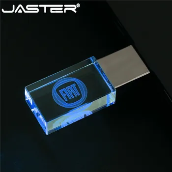 JASTER fiat kristāla+metāla USB flash drive pendrive 4GB 8GB 16GB 32GB 64GB Ārējās atmiņas atmiņas kartes, u diska, USB 2.0