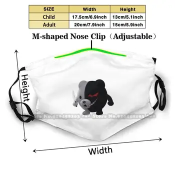 Bumbu Monokuma Ar Nazi Uzlīme Atkārtoti Sejas Maska , Mazgājami Regulējams Maināmiem Modes Fase Maskas Bumbu Monokuma
