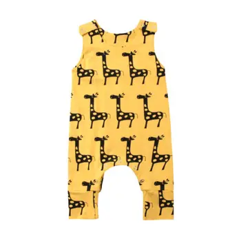 Jaundzimušais Zīdainis, Mazulis Zēni Meitenes Karikatūra Žirafe Romper Sunsuit Apģērbs Bērniem Vasarā Bez Piedurknēm Kombinezonus Jumpsuit Drēbes Playsuit