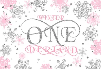 7x5FT 5 Stilā Sudraba Rozā Ziemas Wonderland Onederland Sniegpārsliņas Pielāgotus Foto Studijas Fons Fons Vinila 220cm x 150cm