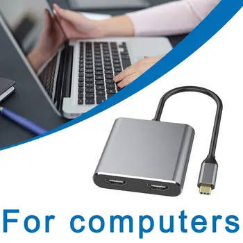 C tipa HDMI-savietojams Adapteris 4K USB C līdz Dual HDMI saderīgu USB 3.0 PD Maksas Ports USB-C Pārveidotājs Kabelis MacBook Samsung