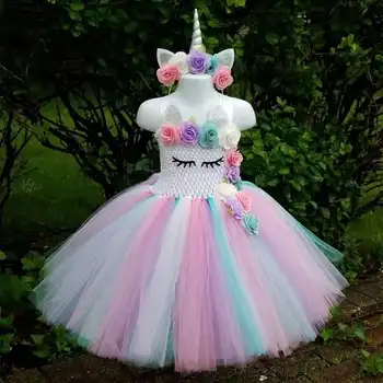 Ziedu Acs Cosplay Unicorn Tutu Kleita Meitenēm, Bērniem Dzimšanas Dienas Ballīti Unicorn Kostīms Ar Galvu Ārējie Halloween Kostīmi Purima