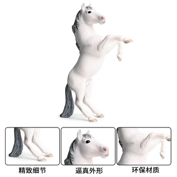 Balts Zirgs Modelis Rīcības Attēls Savvaļas Dzīvnieku Darbības Rādītāji Kolekcija PVC Bērnu Izziņas Rotaļlietas