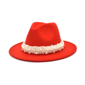 FUODRAO Sieviešu Platām Malām Fedora Cepuri tīrtoņa Krāsas Vilnas Filca Cepure Vīriešiem Rudens Ziemas Panama Gamble Zaļā Džeza Klp F142