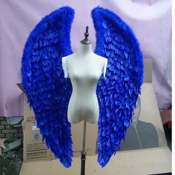 Jaunu ierodas krāsa zila purpura catwalk rāda lielu spalvu kāzu fotogrāfijas aksesuārus spārnus eņģelis auto rāda, cosplay prop