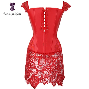 903# Modes dizainu plus lieluma mežģīnes plecu siksnas Noprast, sieviešu bustier ķermeņa shaperwear sexy sarkanu ādas korsete kleita