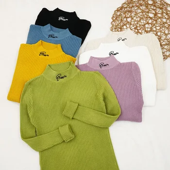 Pārdošanā ir 2021. Pavasara Rudens Sievietēm, dāmām, Karaliene izšuvumi vēstuli trikotāžas džemperis femme pull Sarukušais Apkalpes kakla džemperis, apģērbs