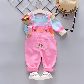 Jauna Rudens Bērnu Modes Apģērbu Baby Zēni Meitenes Svītrains T Krekls, Bikses 2gab/set Pavasarī Bērni Toddler Apģērbu Gadījuma Tracksuit