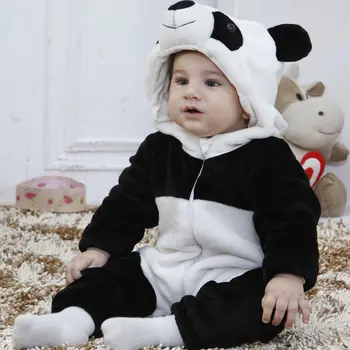 Pop Zīdaiņu Zīdainis, Mazulis Mazulis, Zēns, Meitene Silts Ziemas Panda Dzīvnieku Kopumā Sabiezēt Romper Jumpsuit Apģērbu Komplekts