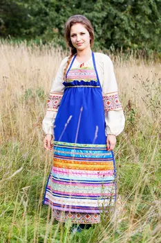 Krievu tautas tērpu priekšauti Zils, 95 cm