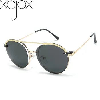 XojoX Saulesbrilles Vīriešiem Polarizētās Magnētisko Vāciņu Klipu par Saules Brilles Sieviešu Modes Metāla Ovālas Optiskās Brilles UV400 Aizsargbrilles